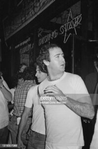 American performance artist and wrestler Andy Kaufman (1949-1984) attends the party celebrating the 10th anniversary of the 'Catch a Rising Star' comedy club in New York City, New York, 19th August 1982. The event was filmed for a television special marking the landmark anniversary of the famed club. (Photo by Vinnie Zuffante/Michael Ochs Archives/Getty Images)