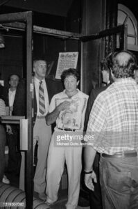 American actor and comedian Robin Williams (1951-2014), along with unspecified guests, attends the party celebrating the 10th anniversary of the 'Catch a Rising Star' comedy club in New York City, New York, 19th August 1982. The event was filmed for a television special marking the landmark anniversary of the famed club. (Photo by Vinnie Zuffante/Michael Ochs Archives/Getty Images)